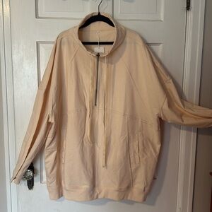 Vislily Plus Size NWT 4X Cream Color 1/4 zip Pullover Sweatshirt With Pockets